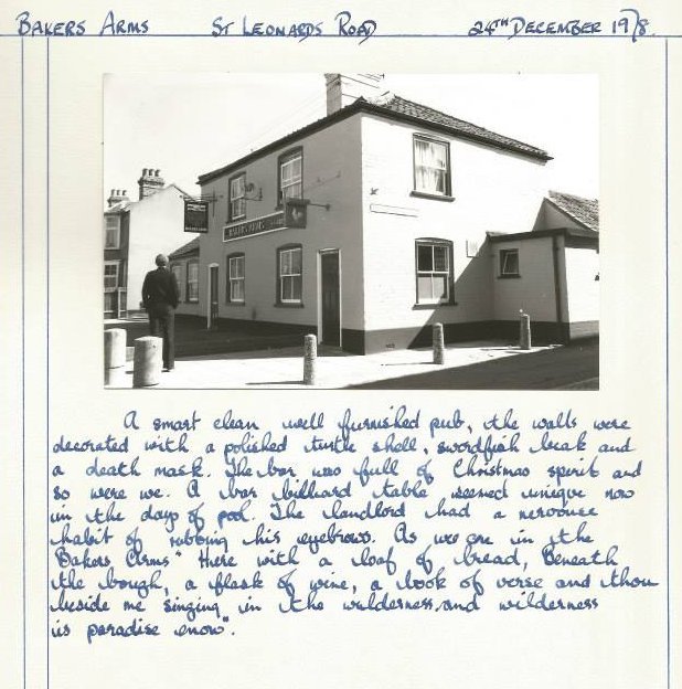 Bakers Arms, St. Leonards Road 24th December 1978 G. Plummer